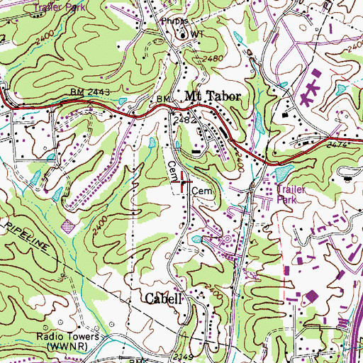 Topographic Map of Mount Tabor Christian School, WV