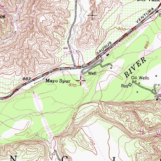 Topographic Map of San Martinez Grande Canyon, CA