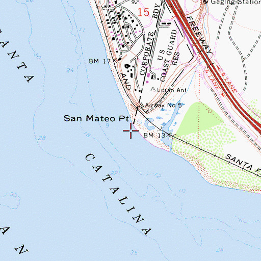 Topographic Map of San Mateo Point, CA