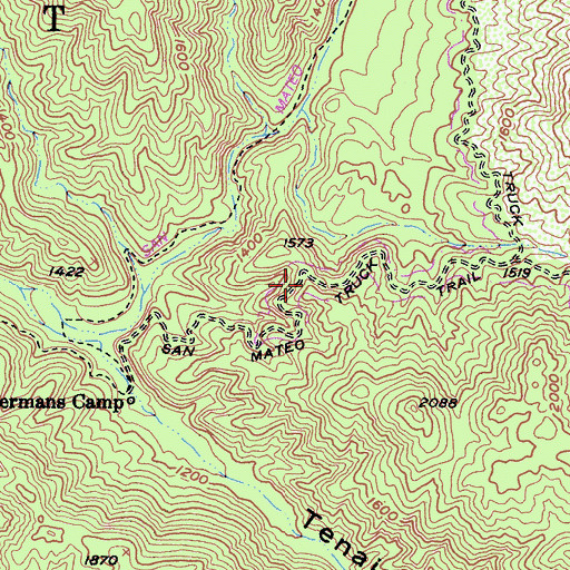 Topographic Map of San Mateo Truck Trail, CA