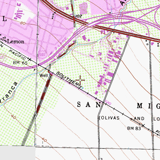 Topographic Map of San Miguel, CA
