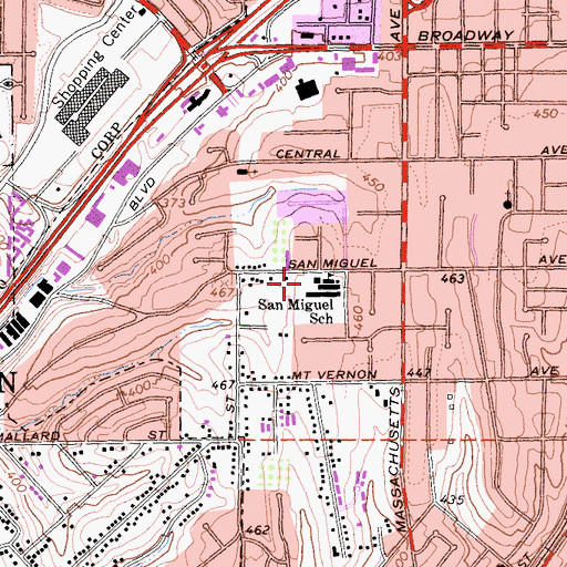 Topographic Map of San Miguel Elementary School, CA