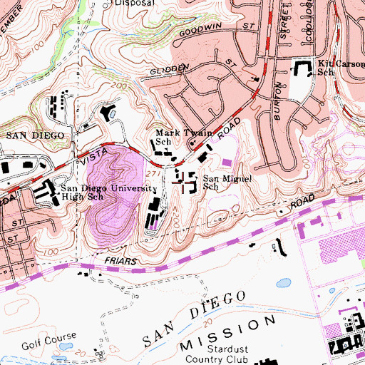Topographic Map of San Miguel School, CA