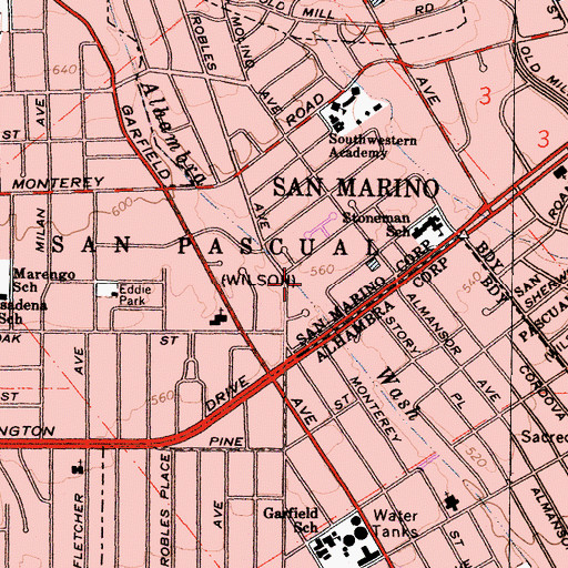 Topographic Map of San Pascual, CA