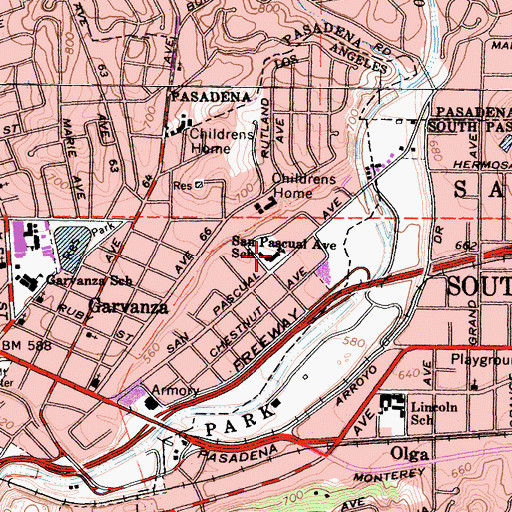 Topographic Map of San Pascual Elementary School, CA