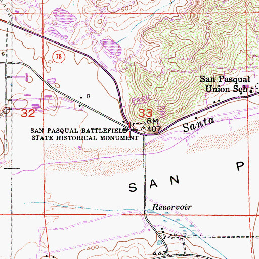 Topographic Map of San Pasqual Battlefield State Historic Park, CA