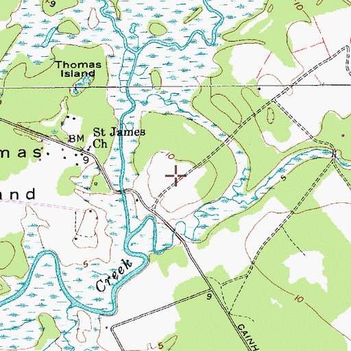 Topographic Map of Atlantic Center Industrial Park at Daniel Island, SC