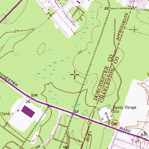 Topographic Map of Dorchester Industrial Center, SC