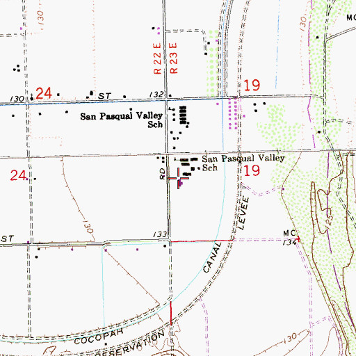 Topographic Map of San Pasqual Valley Elementary School, CA