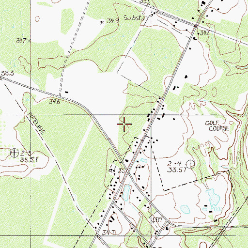 Topographic Map of Hampton Industrial Park, SC