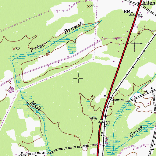 Topographic Map of Pine Ridge Business Center, SC