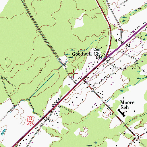 Topographic Map of Brickyard Falls Shopping Center, SC