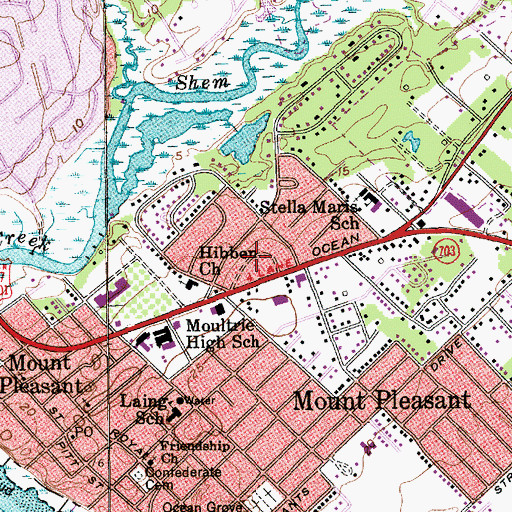 Topographic Map of Brookgreen Town Center, SC