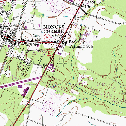 Topographic Map of Monks Corner Plaza, SC