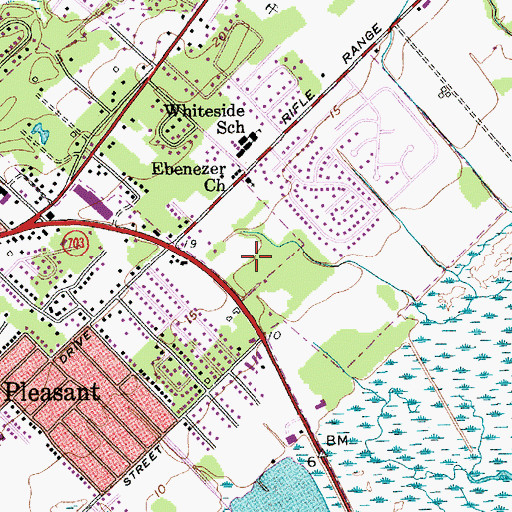 Topographic Map of Mount Pleasant Square Shopping Center, SC