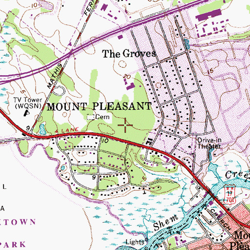 Topographic Map of Shops of Mount Pleasant, SC