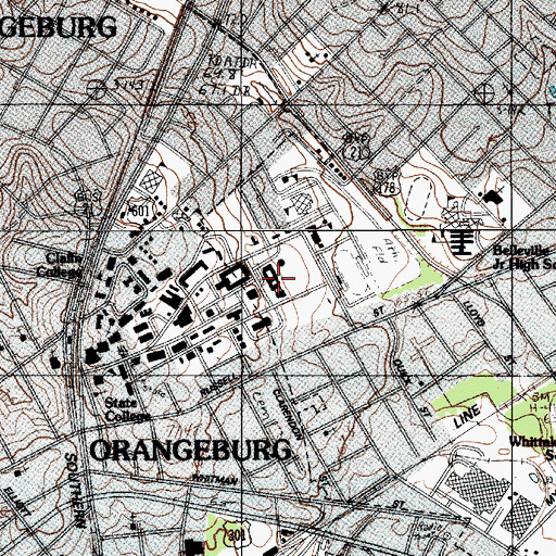 Topographic Map of South Carolina State University Felton Laboratory School, SC
