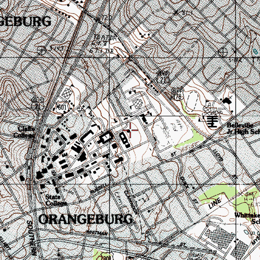 Topographic Map of South Carolina State University Felton Preschool, SC