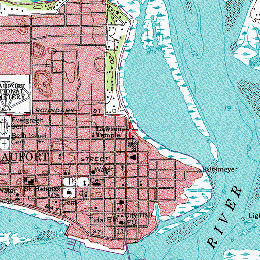 Topographic Map of University of South Carolina at Beaufort North Campus Grayson Faculty House, SC