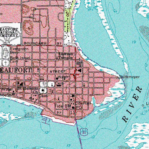 Topographic Map of University of South Carolina at Beaufort North Campus Hamilton House, SC