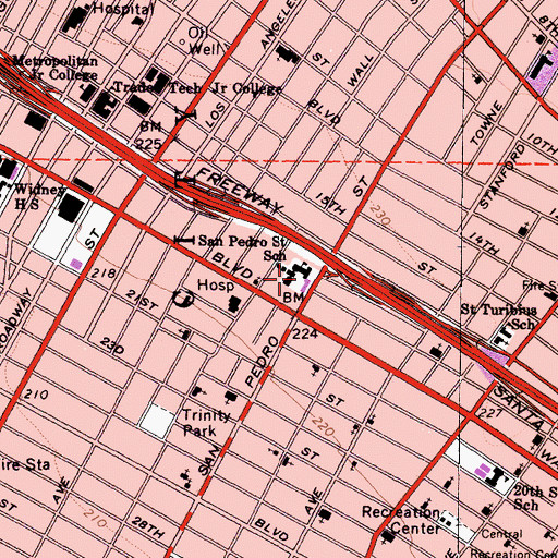 Topographic Map of San Pedro Elementary School, CA