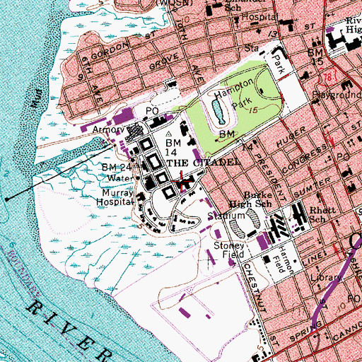 Topographic Map of The Citadel Duckett Hall, SC
