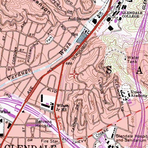 Topographic Map of San Rafael, CA