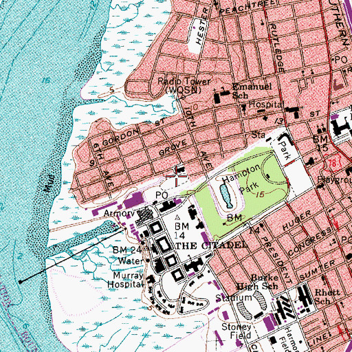 Topographic Map of The Citadel Wilson Field, SC