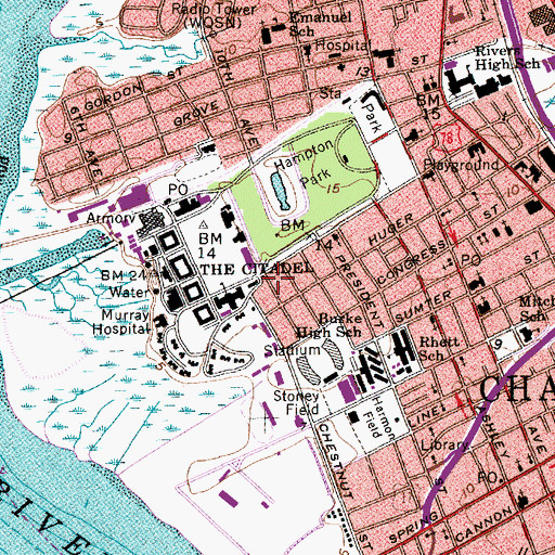 Topographic Map of The Citadel Faculty House, SC