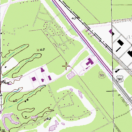 Topographic Map of Coastal Carolina University University Hall, SC