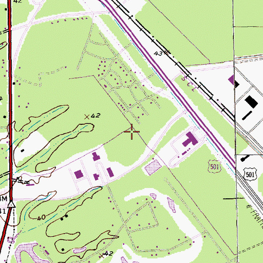 Topographic Map of Coastal Carolina University Kingston Hall, SC