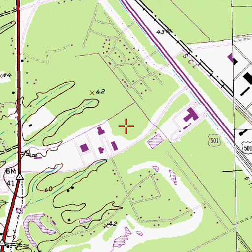 Topographic Map of Coastal Carolina University Spadoni Park - Graham Family Bell Tower, SC