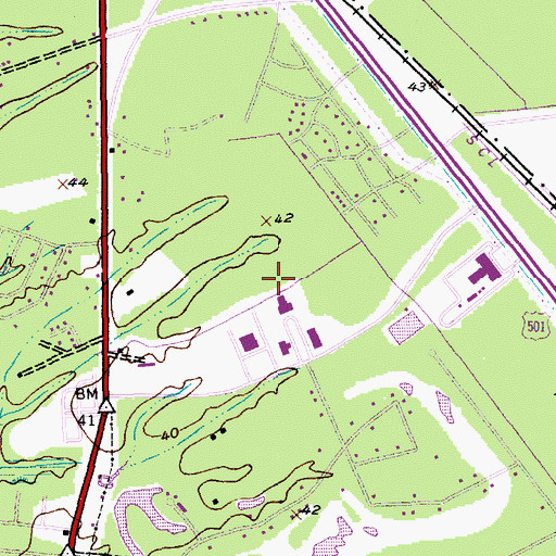 Topographic Map of Coastal Carolina University Eldred E Prince Building, SC