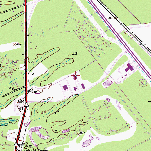 Topographic Map of Coastal Carolina University Edward M Singleton Building, SC