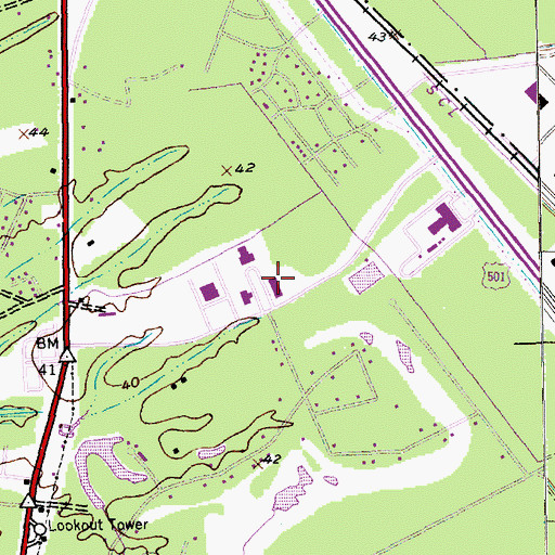 Topographic Map of Coastal Carolina University Spadoni College of Education - Kearns Hall, SC