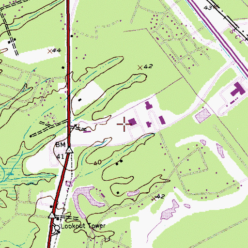 Topographic Map of Coastal Carolina University Joseph W Holiday Tennis Practice Courts, SC