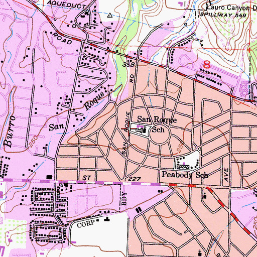 Topographic Map of El Montecito School - San Roque, CA