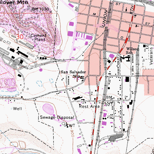 Topographic Map of San Salvador School, CA