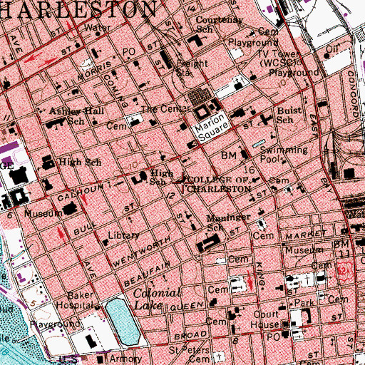Topographic Map of College of Charleston The Cistern, SC