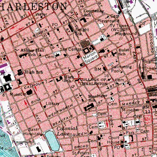 Topographic Map of College of Charleston Randolph Hall, SC