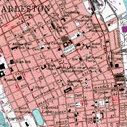 Topographic Map of College of Charleston Simons Center for the Arts, SC