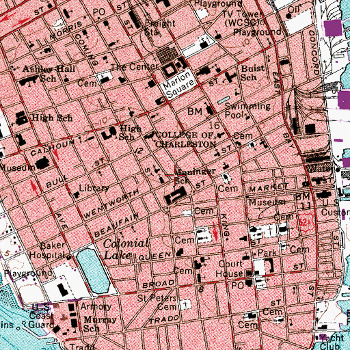 Topographic Map of College of Charleston Jewish Studies Center, SC