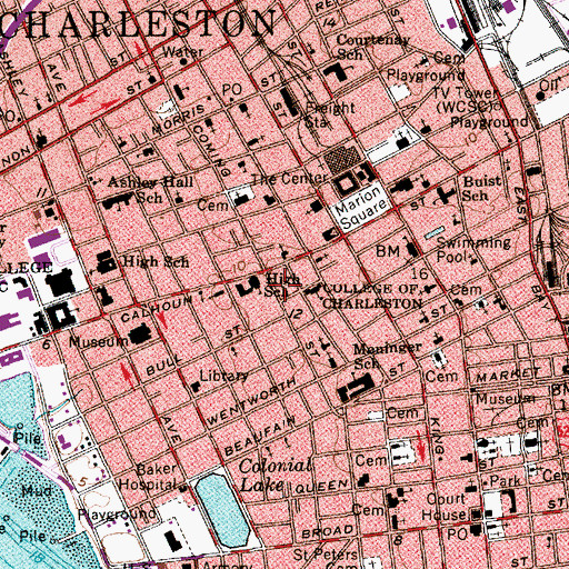 Topographic Map of College of Charleston Honors College, SC