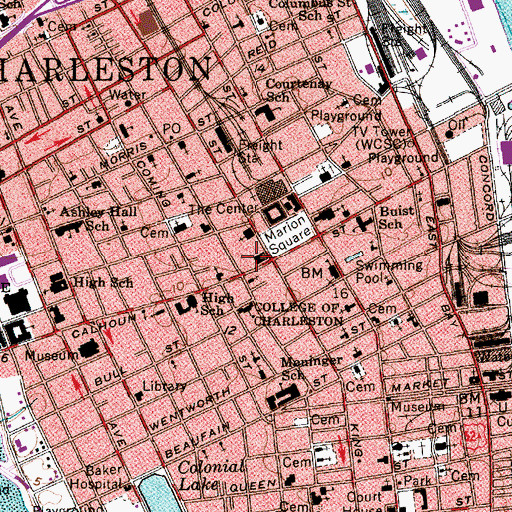 Topographic Map of College of Charleston Lightsey Center, SC
