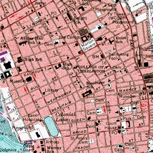 Topographic Map of College of Charleston Stern Student Center, SC