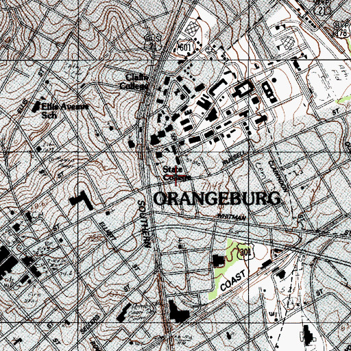 Topographic Map of South Carolina State University Belcher Hall, SC