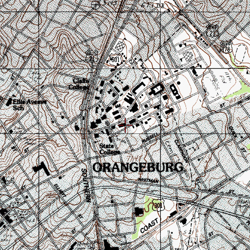 Topographic Map of South Carolina State University Washington Dining Hall, SC
