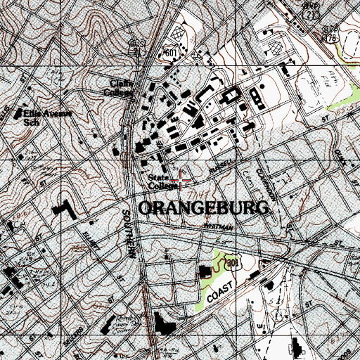 Topographic Map of South Carolina State University Moss Hall Annex, SC