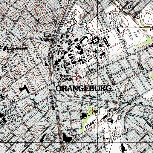 Topographic Map of South Carolina State University Alumni House, SC