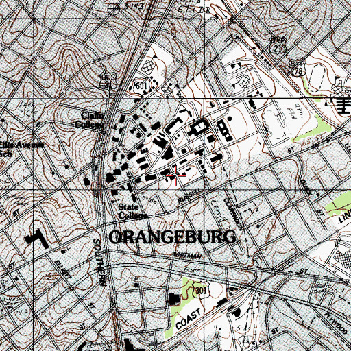 Topographic Map of South Carolina State University Lewis Laboratory, SC
